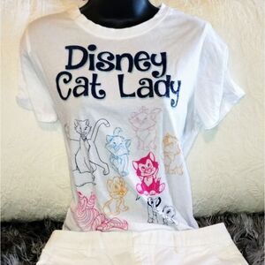 Adorable "Rare"Disney Cat Lady white classic tee